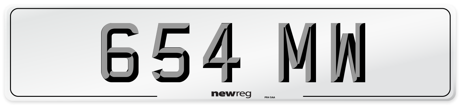654 MW Number Plate from New Reg